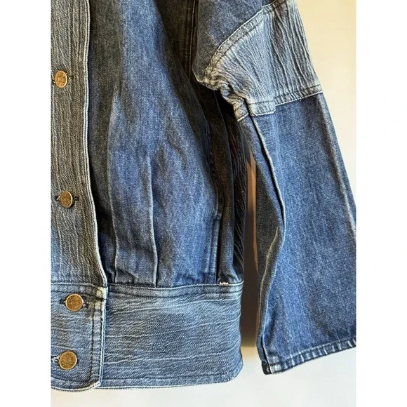 VTG Krazy Krinkle Denim Jean Jacket Women Large Distressed 80s 90s *flaw - Picture 3 of 10